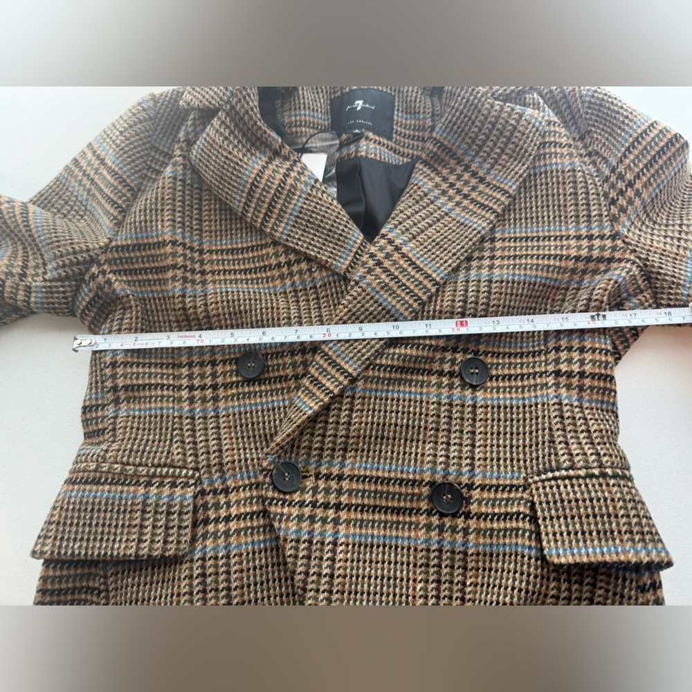 NWT 7 For All Mankind Plaid Double Breasted
Blazer Brown Blue Small Academia - Picture 6 of 9
